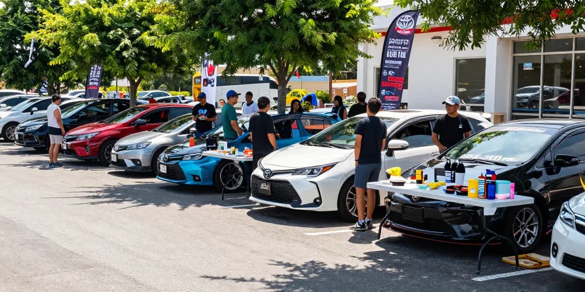 Gemeinschafts-Treffen, bei dem Toyota Verso-Besitzer über Upgrades diskutieren und Erfahrungen Hier teilen, im Rahmen der Automobilkultur.