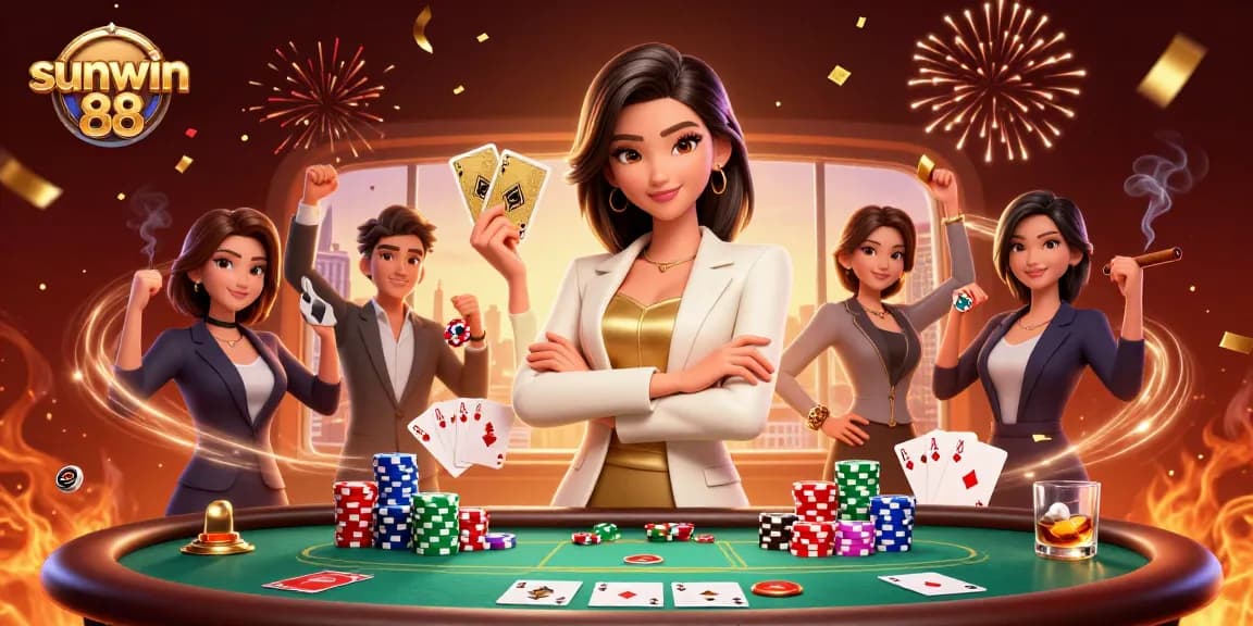Engage in thrilling gameplay with sunwin 88 as a powerful Asian businesswoman commands the casino scene.