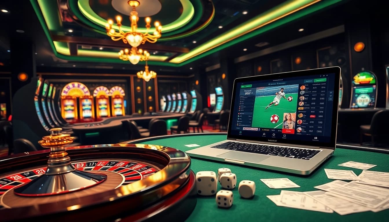 Engaged gamblers placing bets on cá cược bóng đá while enjoying interactive casino tables.