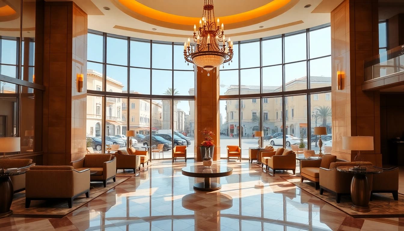 Genießen Sie den Komfort des Hotel Neapel Zentrum mit eleganten Lobby-Details und einer einladenden Atmosphäre.