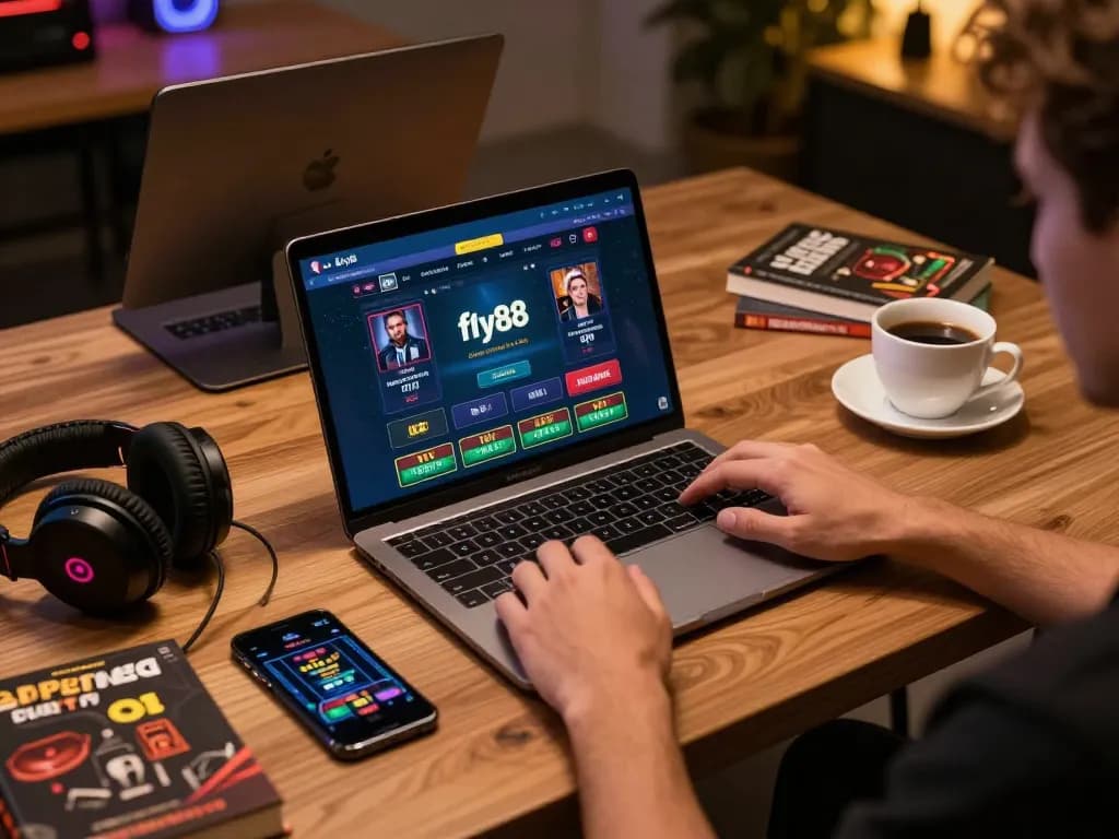 Engaging gameplay on fly88 app with a modern setup highlighting responsible online gambling.