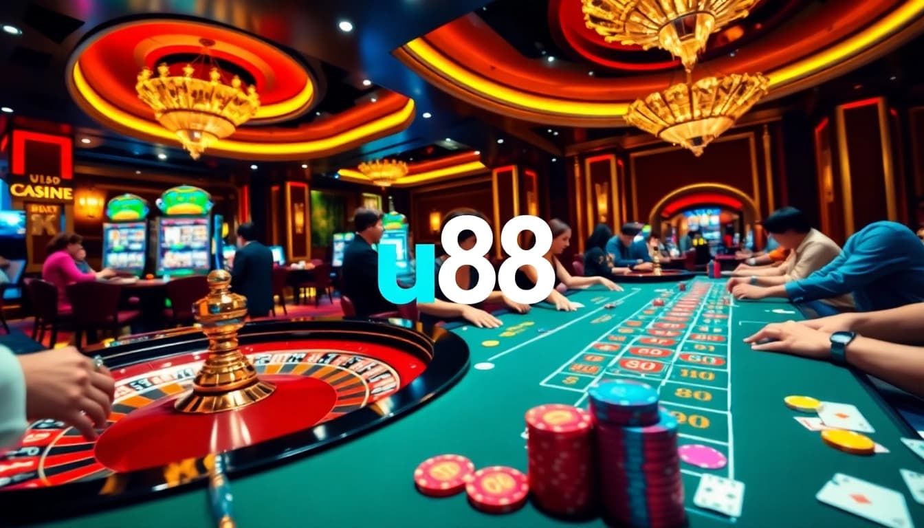 Engage in exciting games at the u88 casino with vibrant tables and glamorous decor.