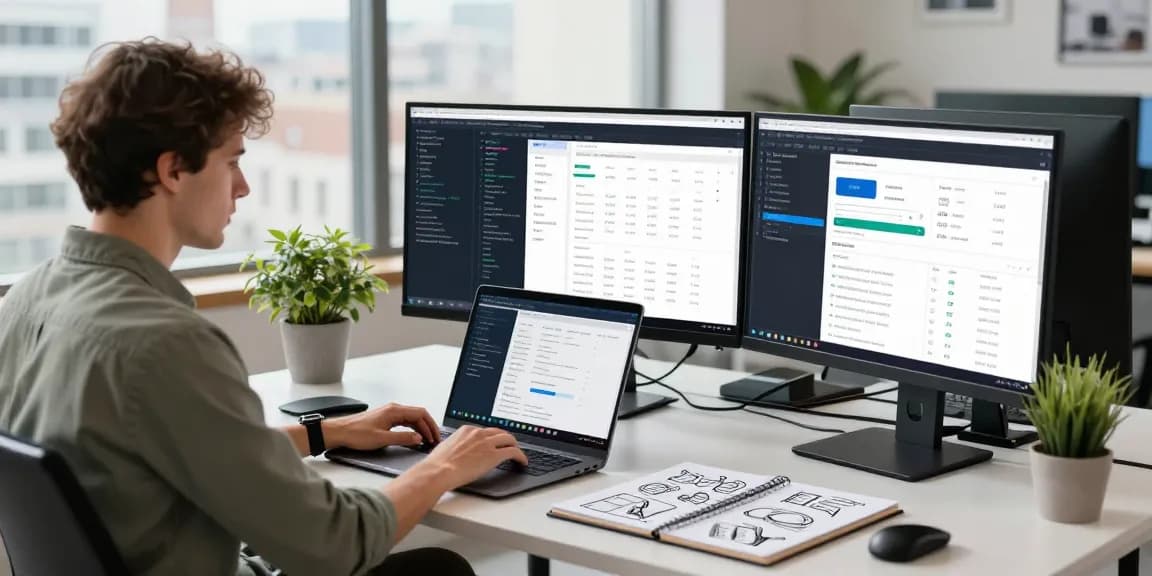 SP Webconsulting Freiberufler programmiert E-Commerce-Lösungen in einer modernen Büroumgebung