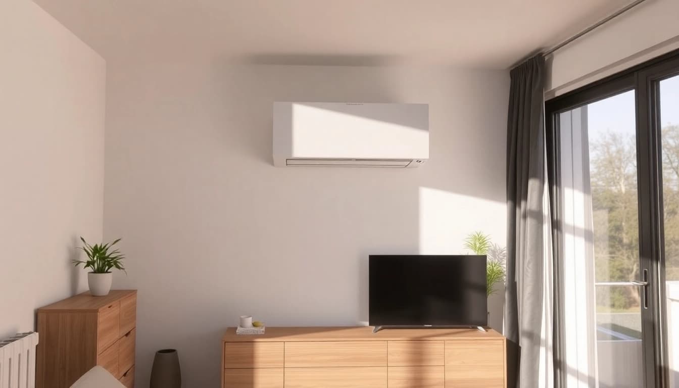 Klimaanlagen installieren lassen in einem modernen Raum mit sanften Farben und Werkzeugen bereit.
