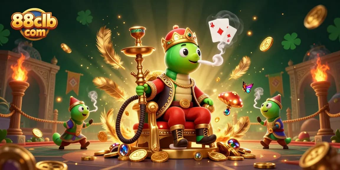 Engage with 88clb com's vibrant casino experience featuring a whimsical caterpillar master in a rich setting.