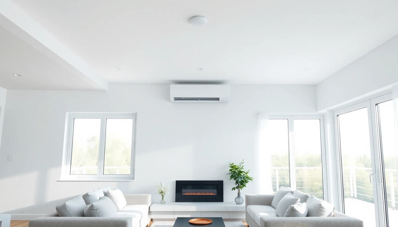 Klima installieren: Showcasing a beautifully integrated air conditioning unit in a modern living room for optimal comfort.