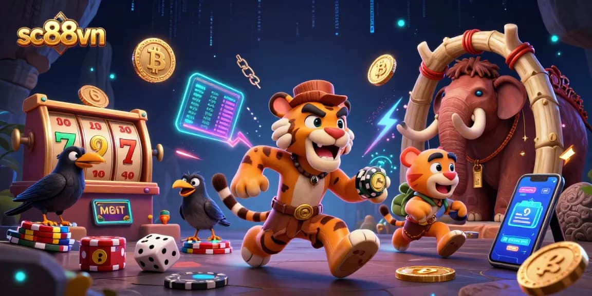 Engage with the thrilling atmosphere of sc88vn at a prehistoric casino filled with vibrant games and crypto elements.