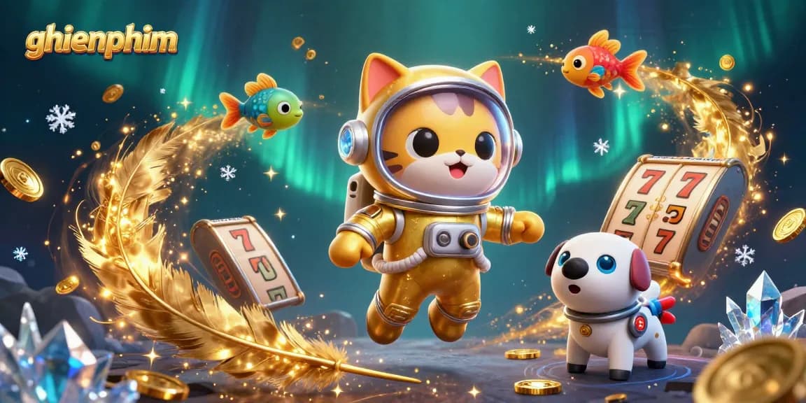 Spin the reels at ghienphim with a casino-themed cosmic twist featuring vibrant characters.