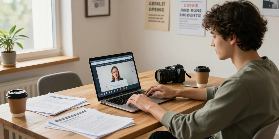 MPU Vorbereitung Online-Sitzung in einem gemütlichen Homeoffice, in dem sich eine fokussierte Person mit Übungstests beschäftigt.
