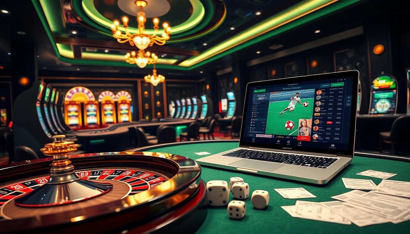Engaged gamblers placing bets on cá cược bóng đá while enjoying interactive casino tables.