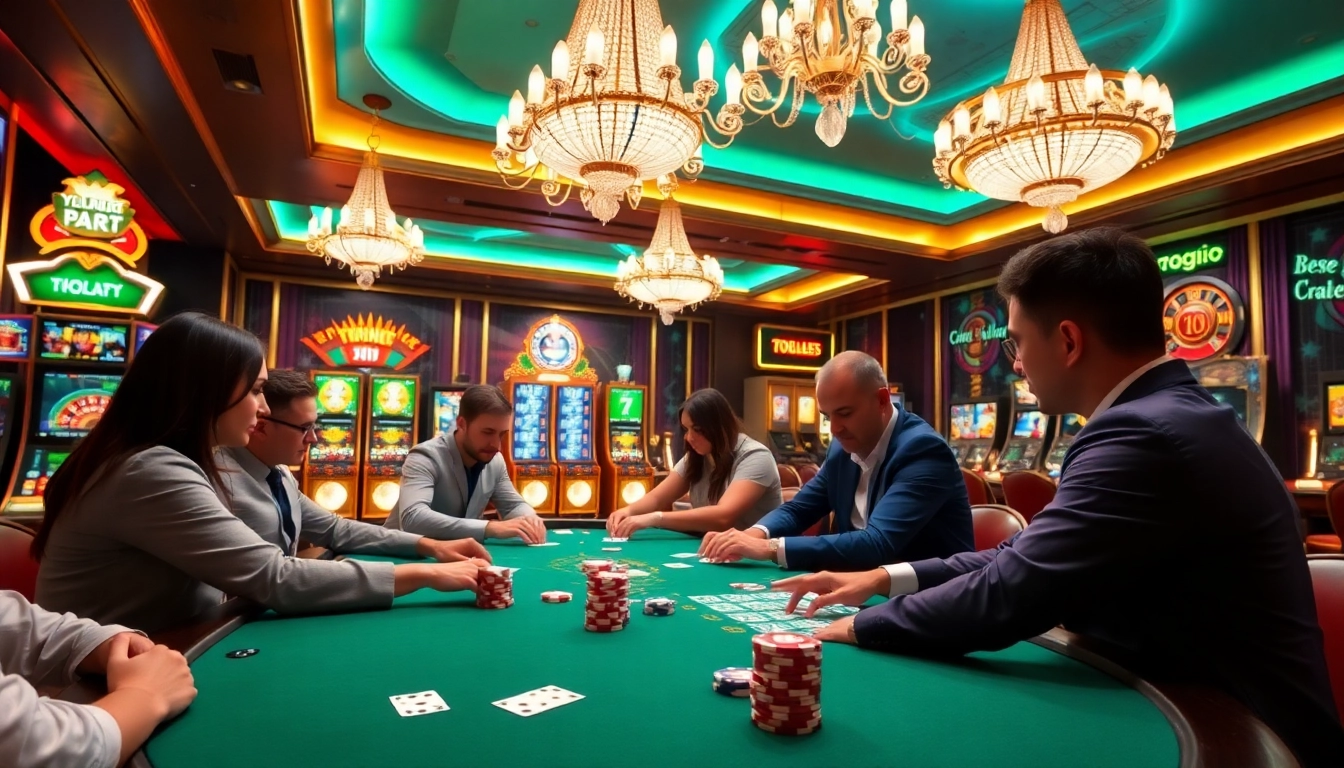 Experience the excitement of 789win at a vibrant casino table with players enjoying card games.