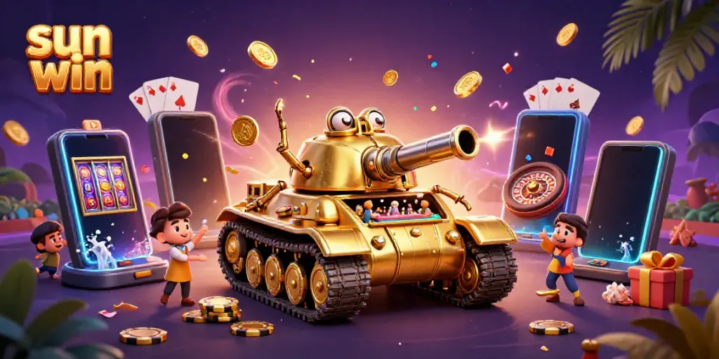 Play exciting games with Sun Win at a vibrant casino-themed scene full of energy and prizes.
