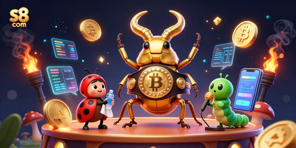 Experience exciting gameplay at s8 com with an epic showdown between cartoon beetles and crypto elements.