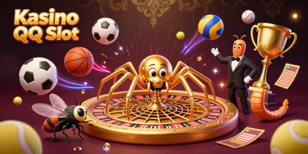 Experience the excitement of Kasino QQ Slot with dynamic casino elements and colorful characters.