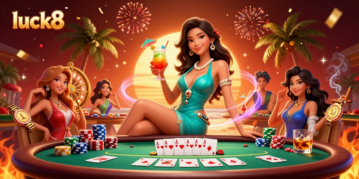 Experience thrilling gaming moments at luck8 casino with vibrant visuals, poker elements, and exciting promotions.