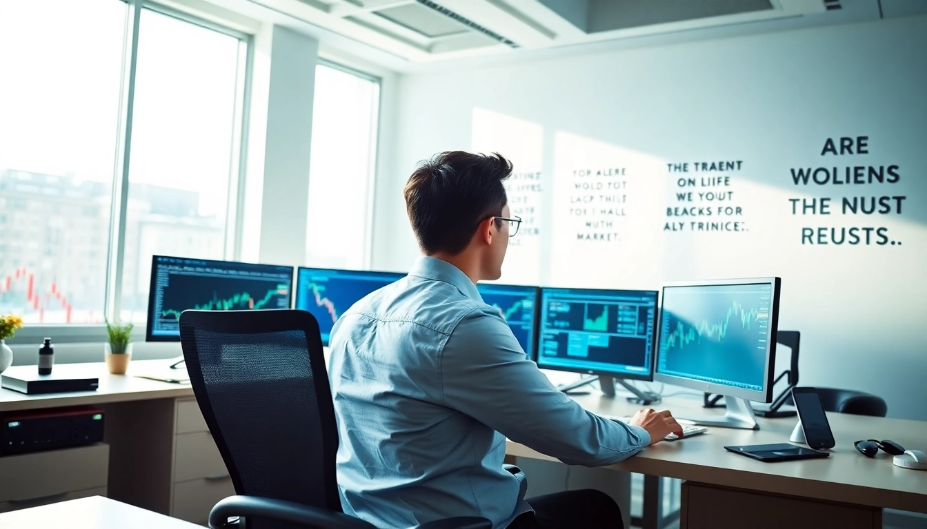Finanzanalyse mit einem fokussierten Finanzanalysten in einem modernen Büro und Marktanalysen.