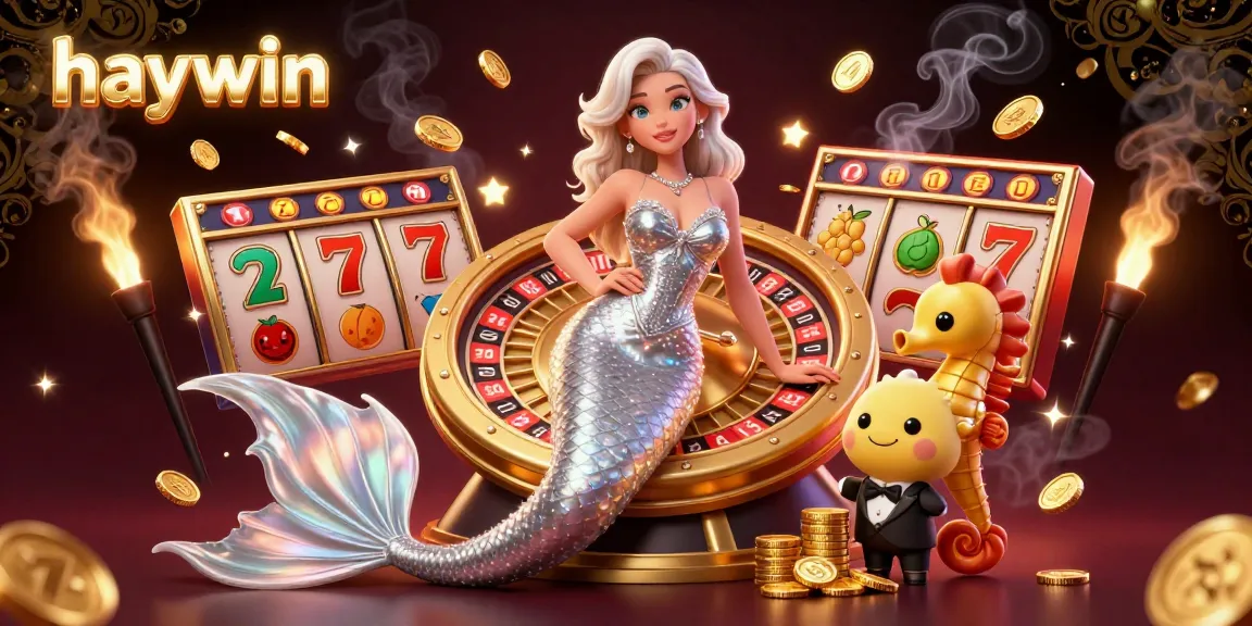 Experience winning strategies at Haywin with a dazzling roulette and charismatic seahorse amid vibrant casino elements.