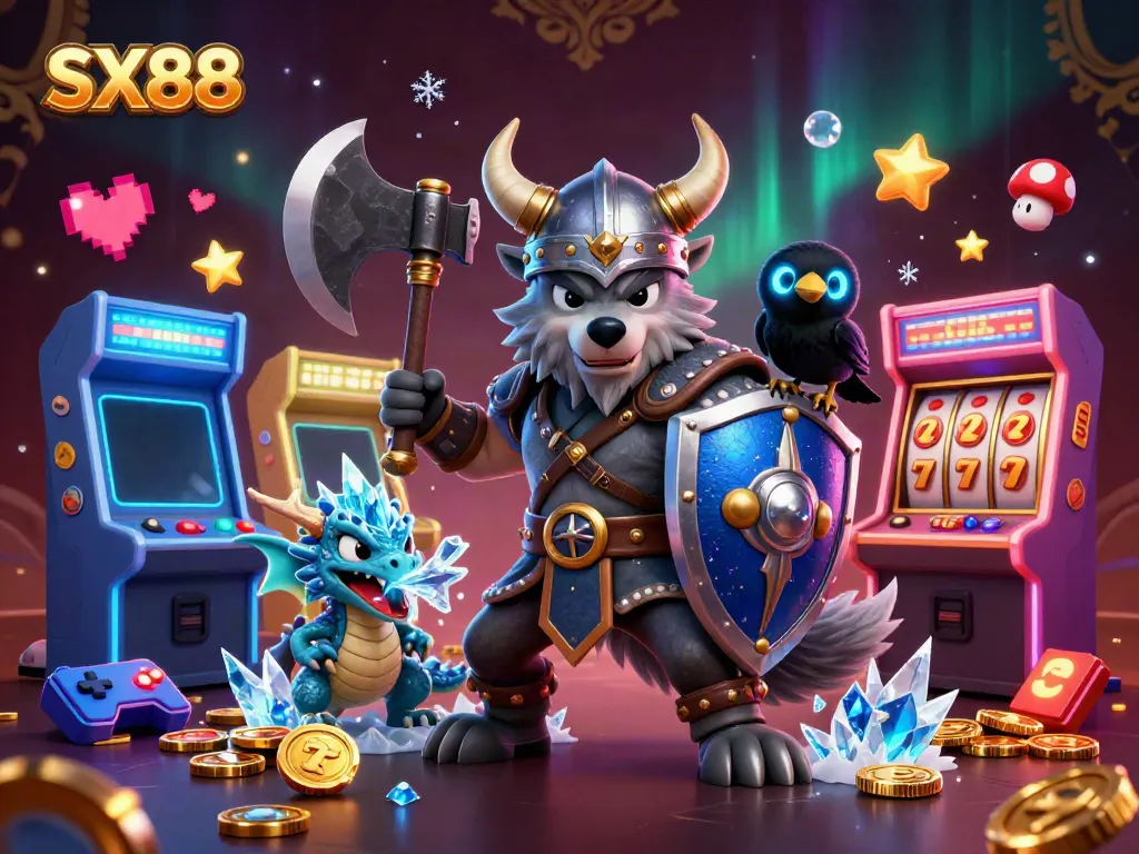 Engage in thrilling gaming with SX88 as epic characters and slot machines create an electrifying atmosphere.