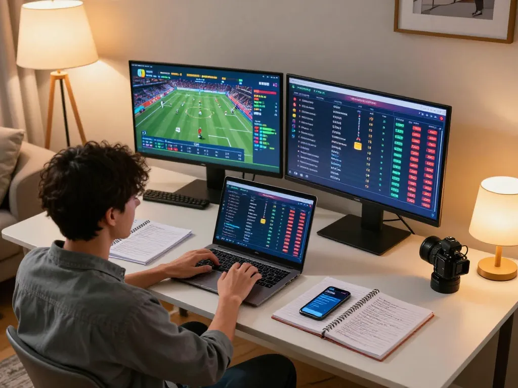 Engaging online betting setup showcasing giải mã số học strategies in an inviting home environment.