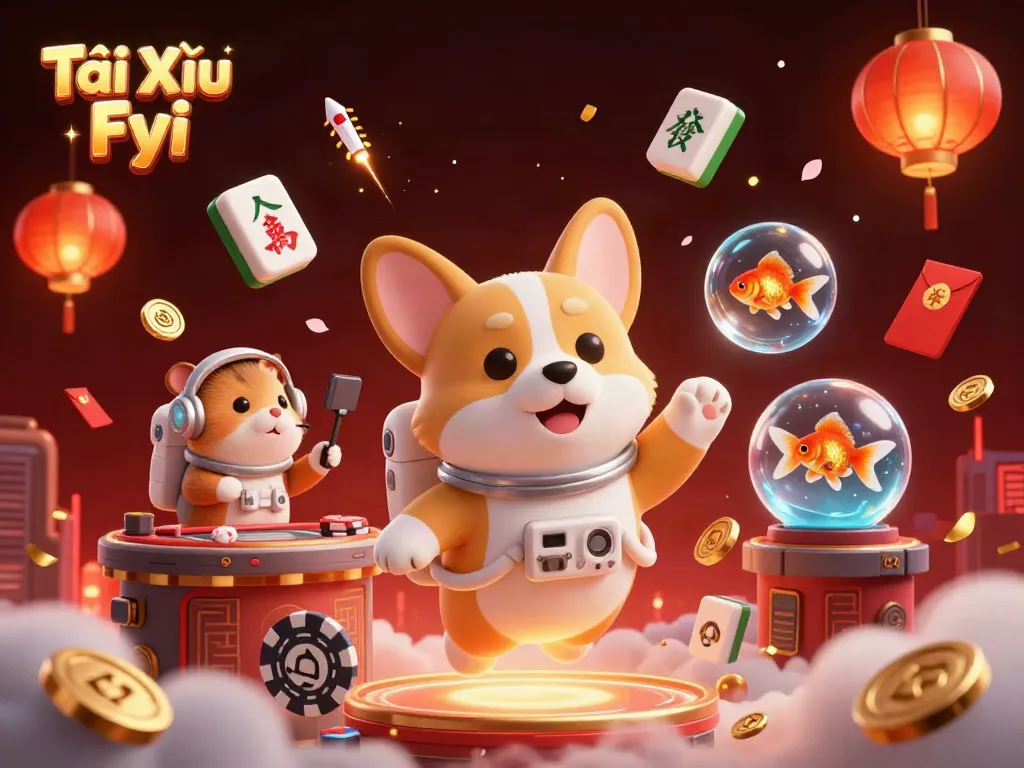 Watch the thrilling Tài Xỉu Fyi gameplay unfold in a vibrant space station casino.
