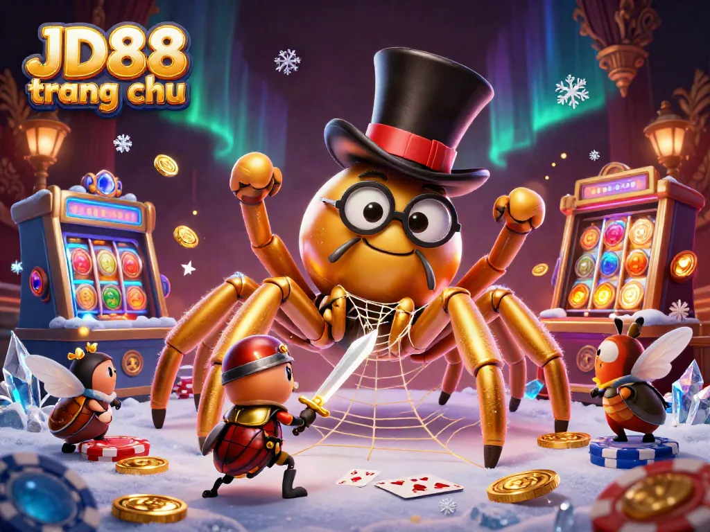 Engage in thrilling gameplay with JD88 trang chu featuring a giant golden tarantula and a brave beetle knight.