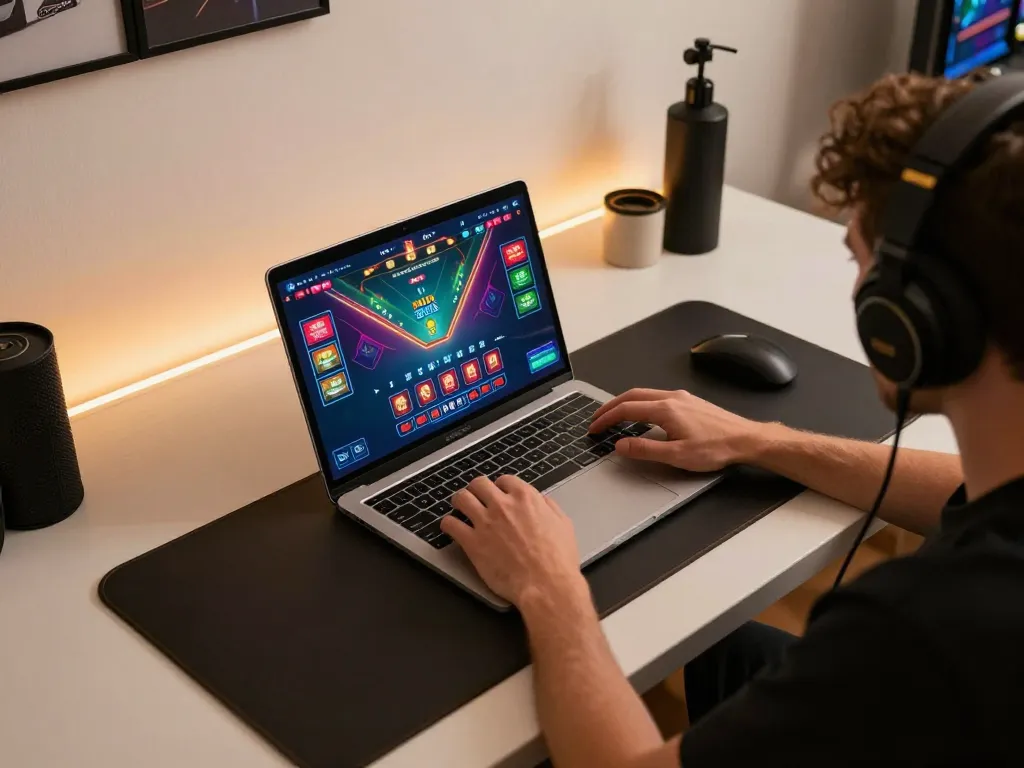 Engaging in online baccarat gaming experience with MB66 displayed on laptop screen