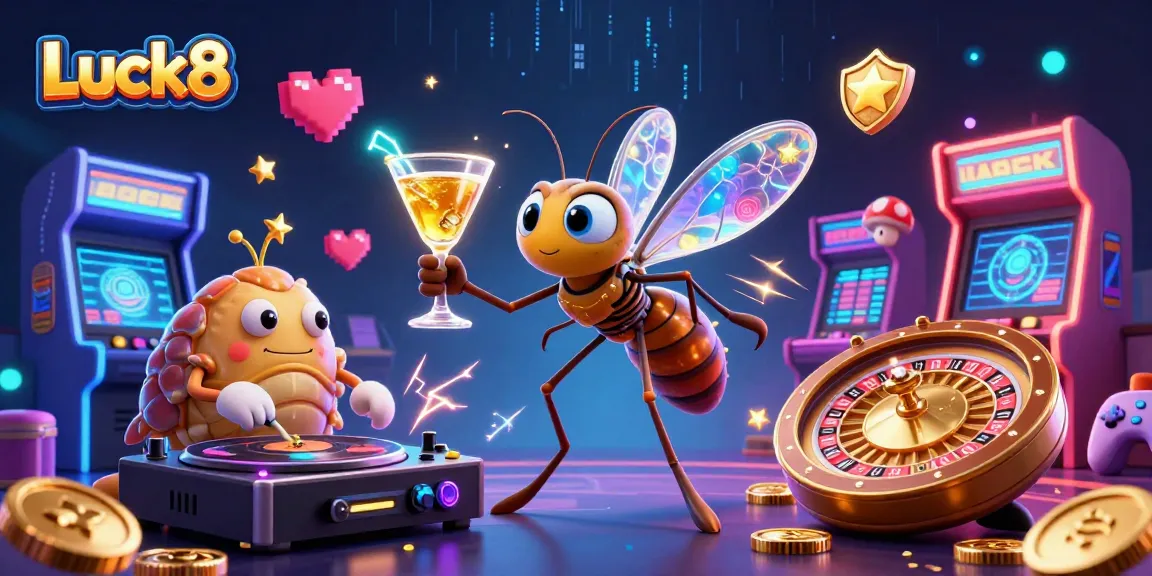 Experience thrilling gameplay with Luck8's vibrant casino illustration showcasing a unique 3D scene.