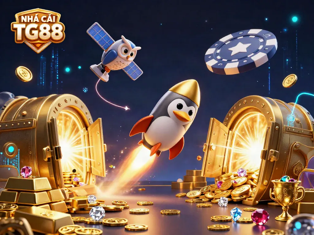 Engage in exciting gameplay at NHÀ CÁI TG88 with rocket-powered penguins and golden treasures.