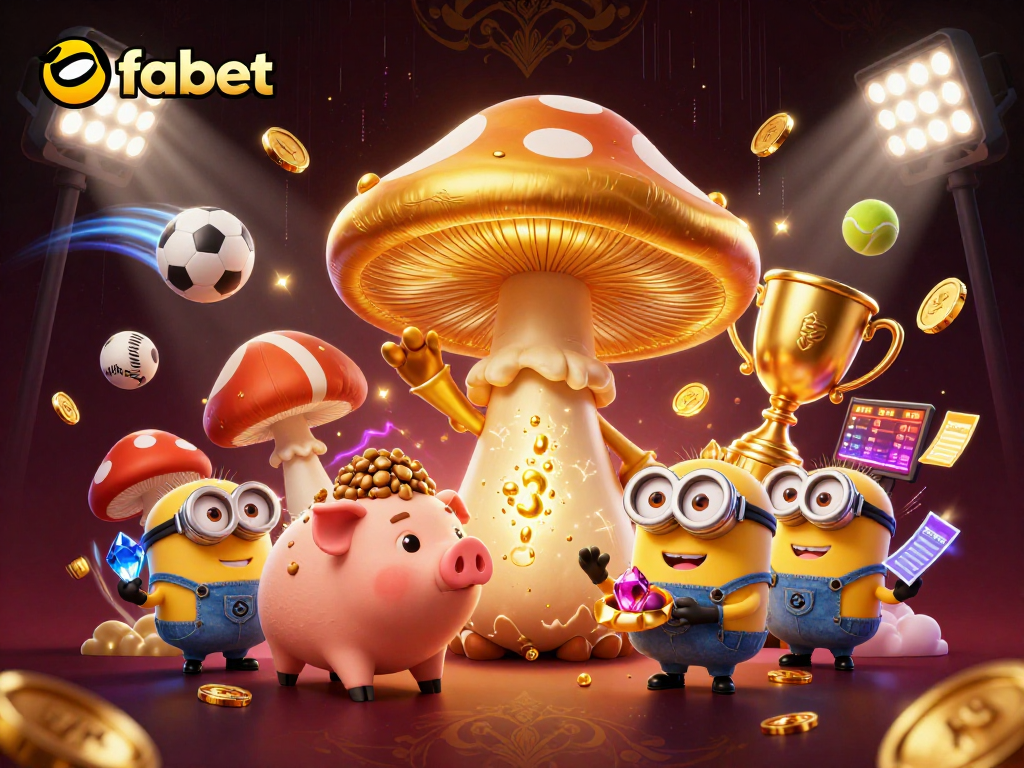 Experience fabet's vibrant gaming scene with golden wizard, treasure-hunting truffle pig, and sports elements.