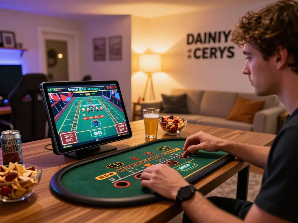 Player engaged in fun 88 online casino gameplay on tablet in cozy home setting