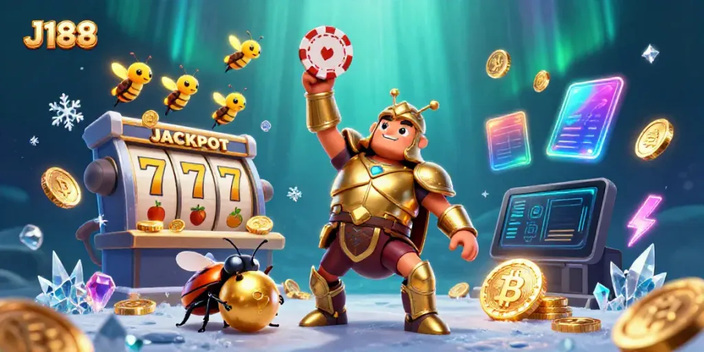 J188 champions a spirited casino scene with hercules beetle and slot elements for thrilling gameplay.