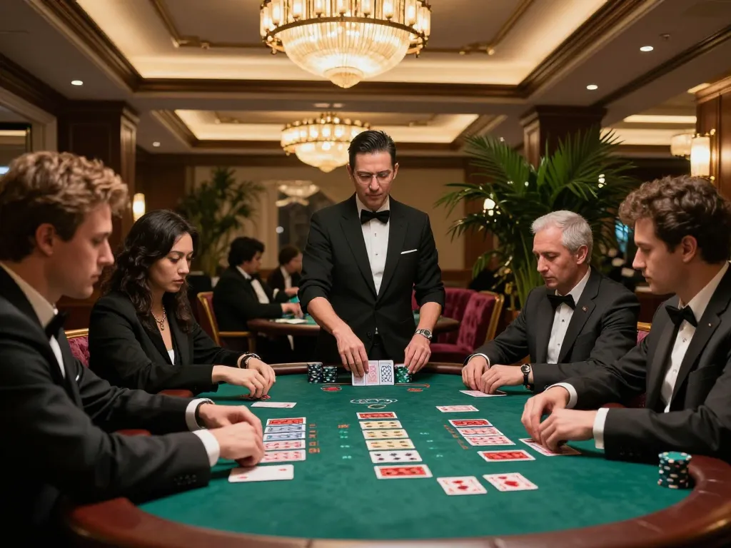 Players enjoying a game of blackjack at TR88, showcasing strategy and excitement in a luxurious casino environment