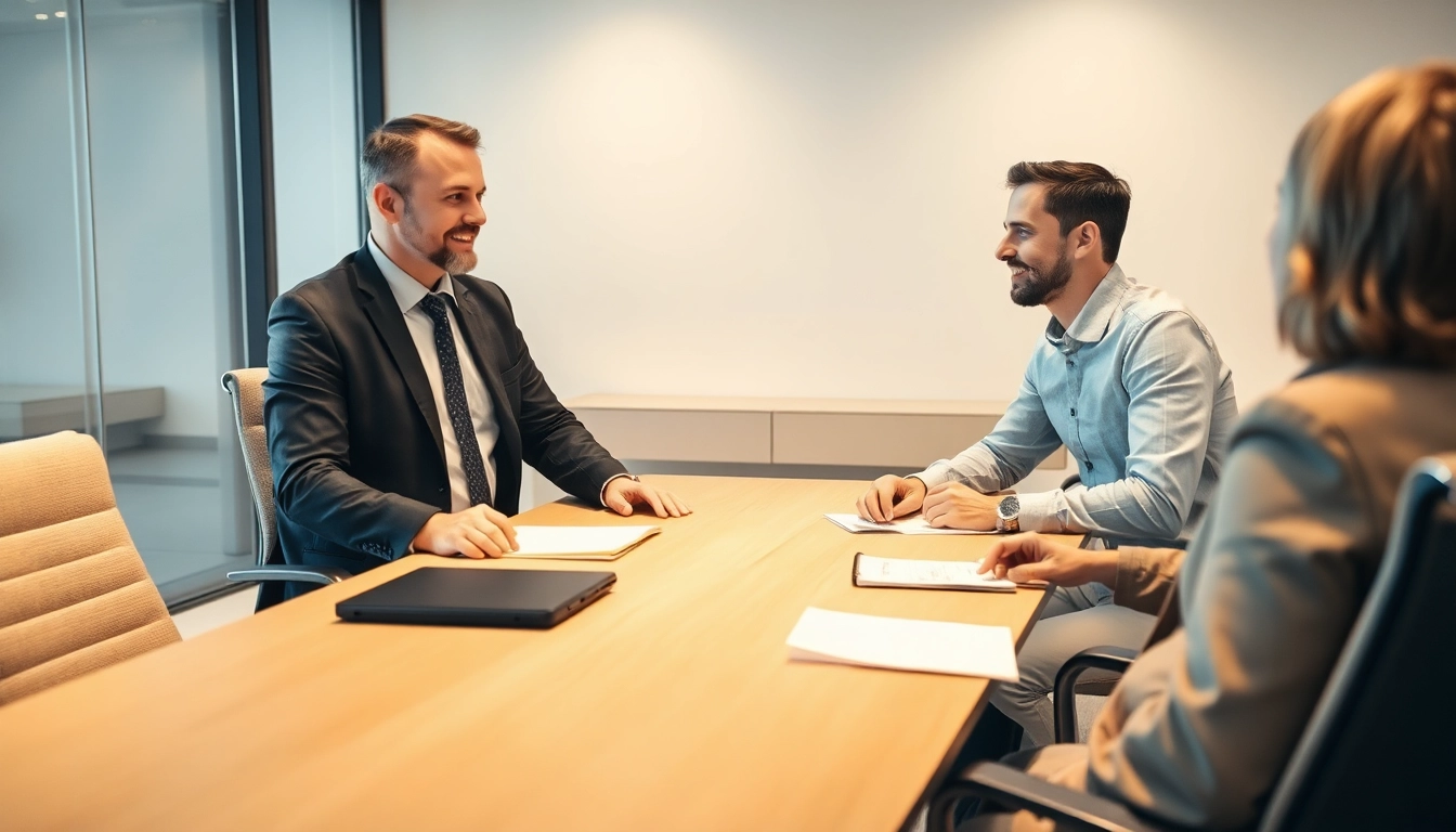Headhunter Hannover führt ein Bewerbungsgespräch in einem modernen Büro.