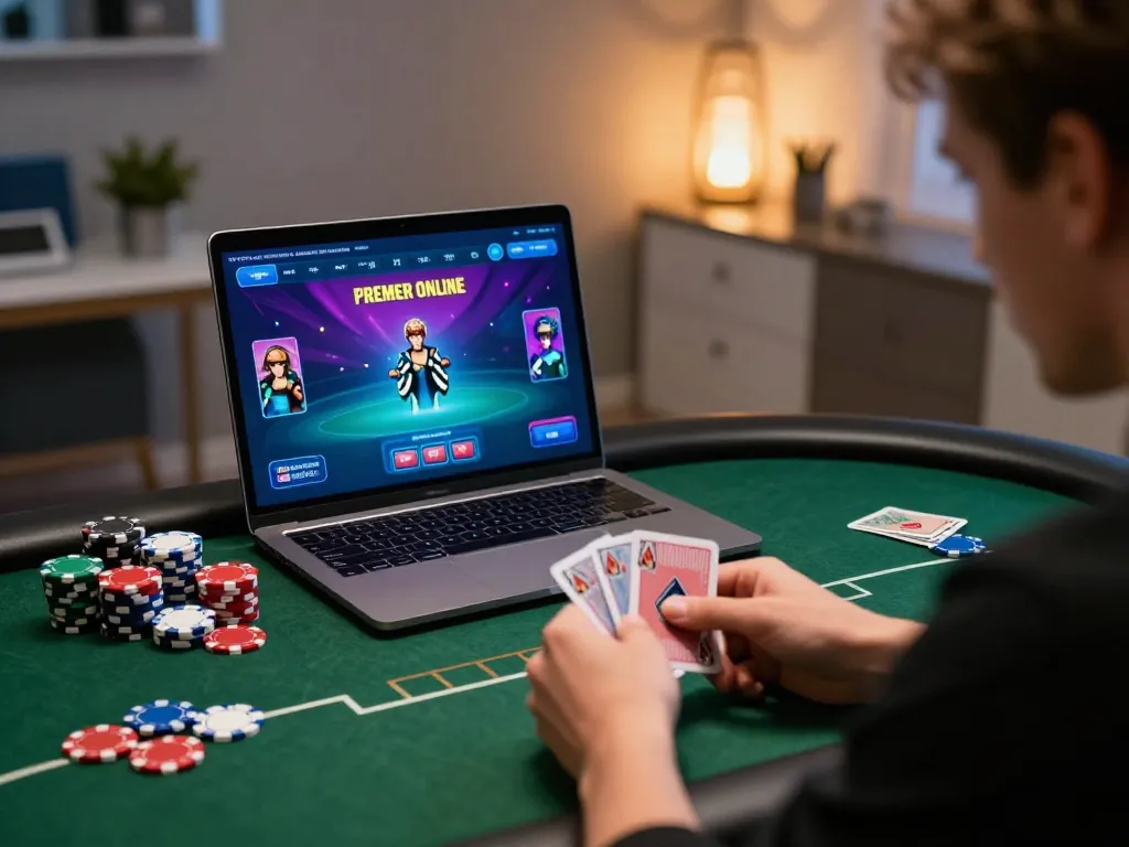 Engaged player evaluating poker hand on VIN88 online platform during strategic gameplay