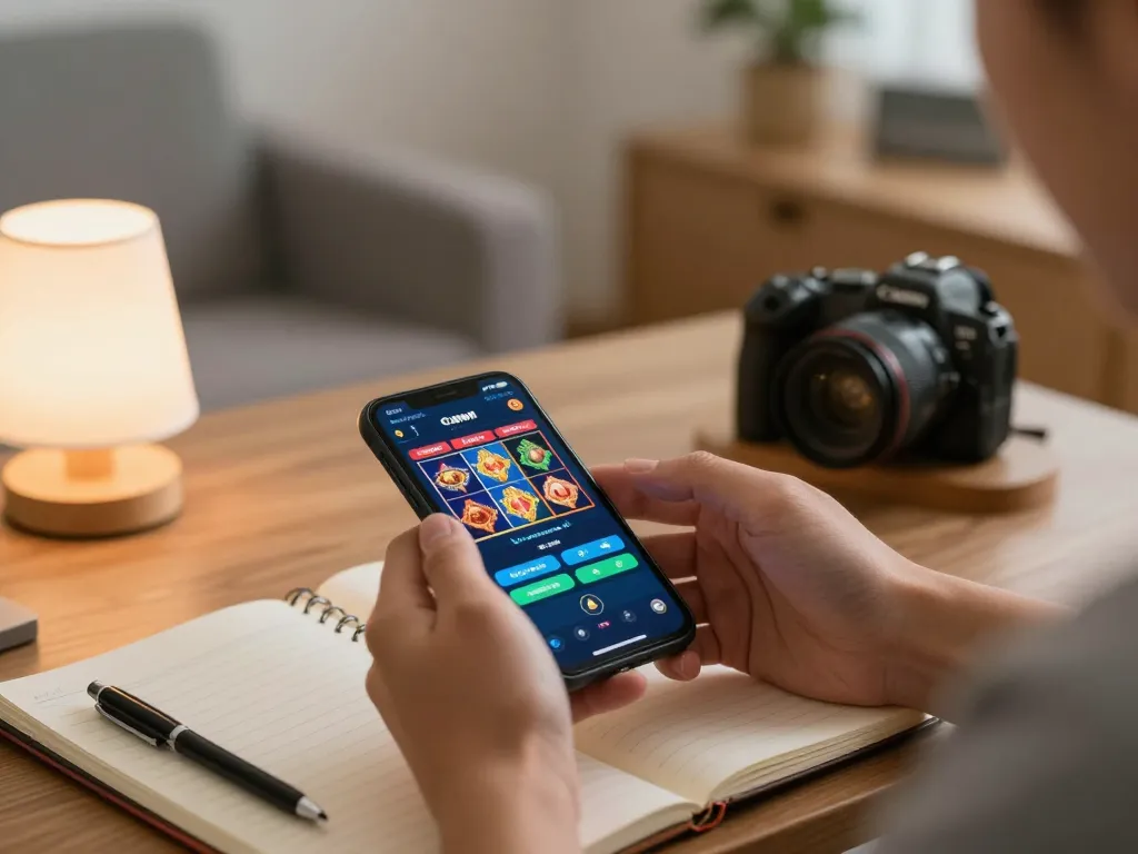 Engaged player using betbdt66 smartphone app for online betting with strategic notes visible