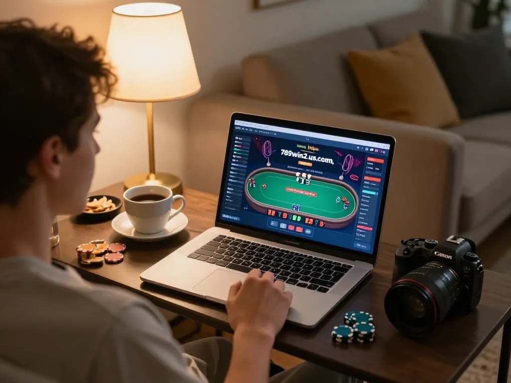 Engaging online poker gameplay at https://789win2.us.com/ from the comfort of home with cozy setup.