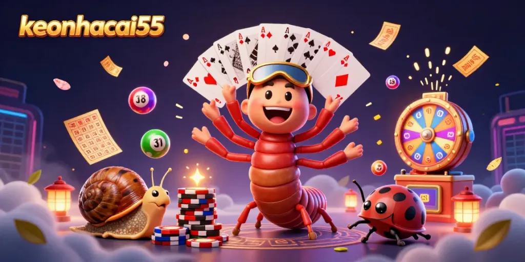 Engage in thrilling gameplay with keonhacai55 as colorful lottery elements and lively characters enhance the casino experience.