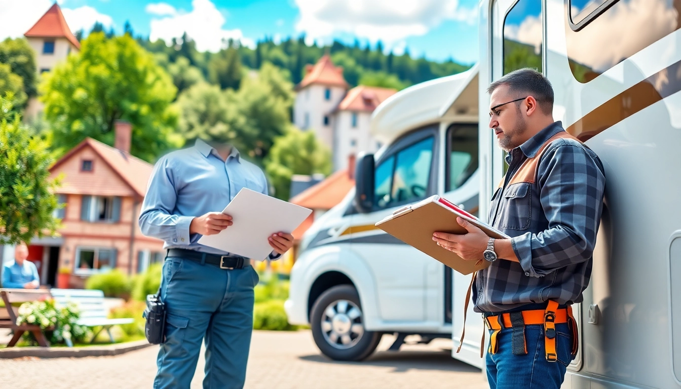 Wohnmobil Gutachten Augsburg: Fachmann inspiziert ein Wohnmobil in Augsburg mit professionellem Blick.