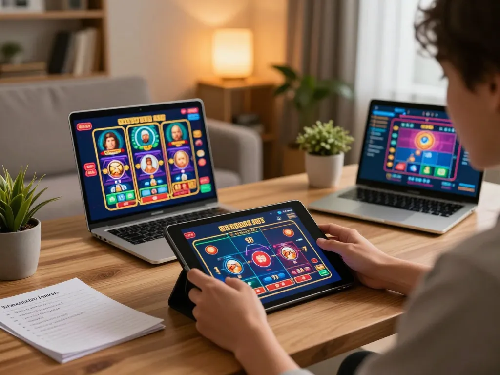 Engaging in online gaming strategies at home with GO8 platform, showcasing casino games.