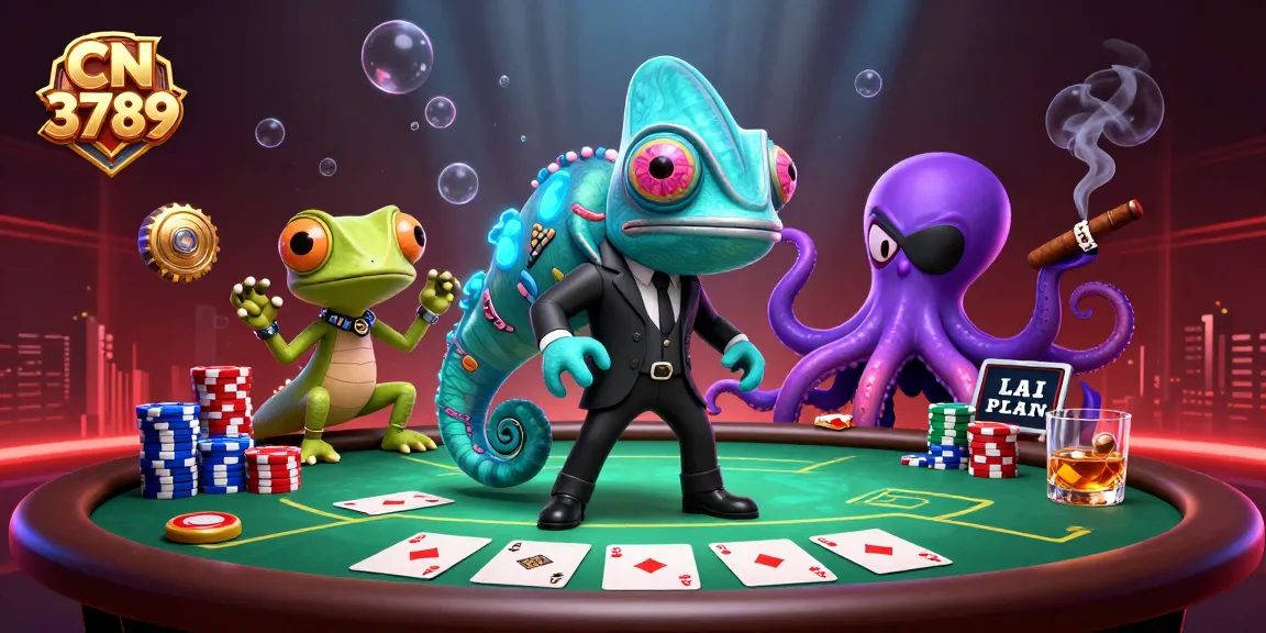 Engage with thrilling poker gameplay featuring CN 3789's dynamic characters in a vibrant casino scene.