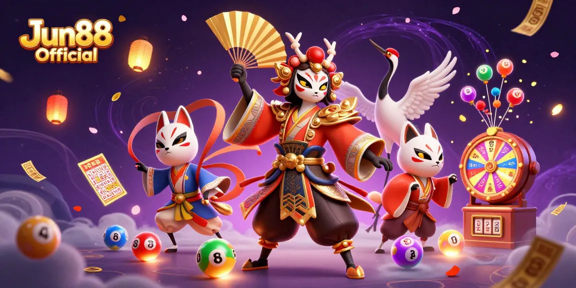 Win big with Jun88 Official in this vibrant casino-themed digital artwork.