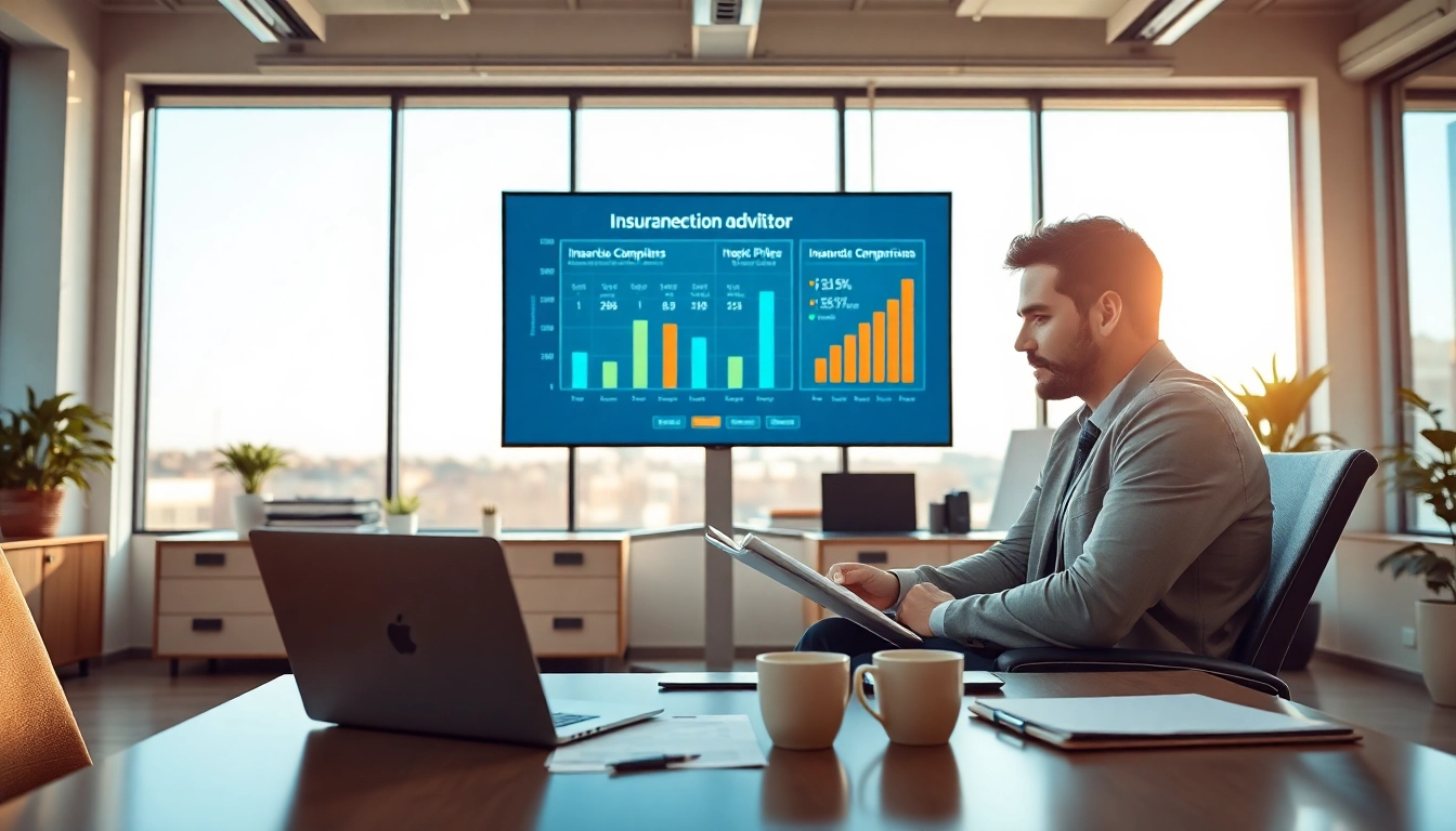 Versicherungsvergleich und Finanzberatung in einem modernen Büro.