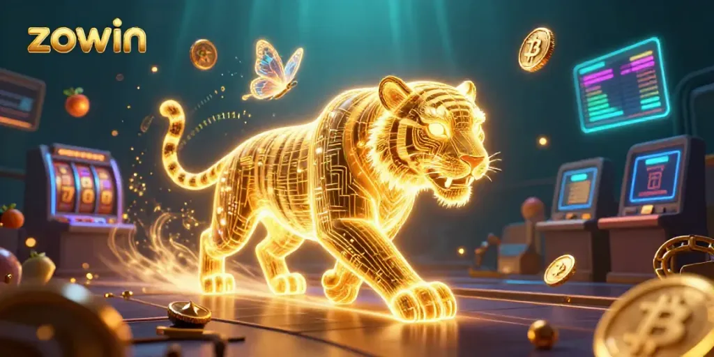 Experience exhilarating gameplay at Zowin Casino with vibrant digital art and engaging gaming elements.