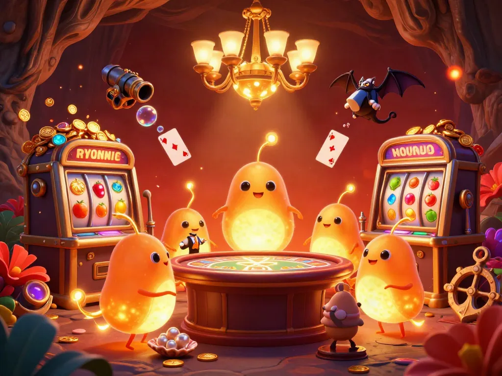 Engage with LU88's vibrant casino scene featuring glowworms, a bat dealer, and rich game elements.