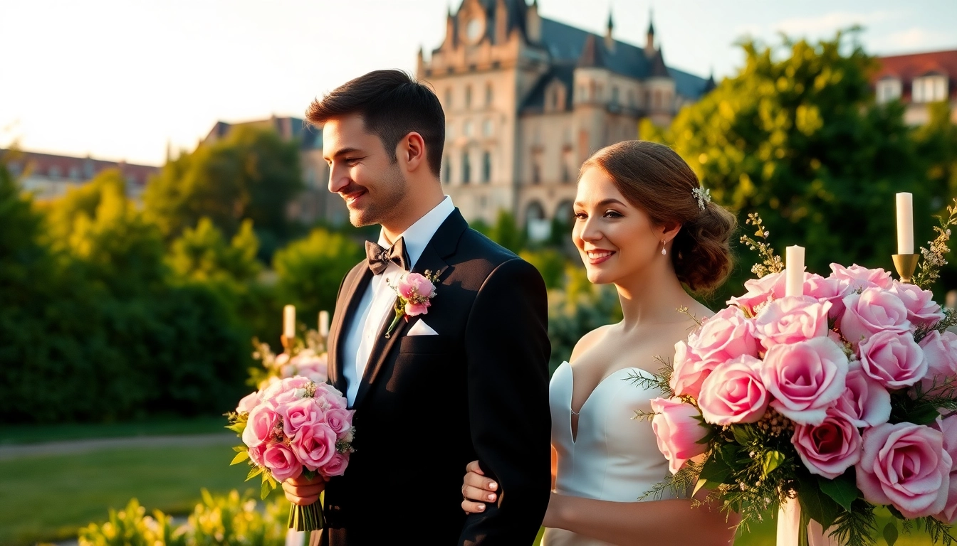 Hochzeitsfotograf Düsseldorf Yvonne Miss erstellt beeindruckende Aufnahmen von einem Brautpaar in schöner Kulisse.
