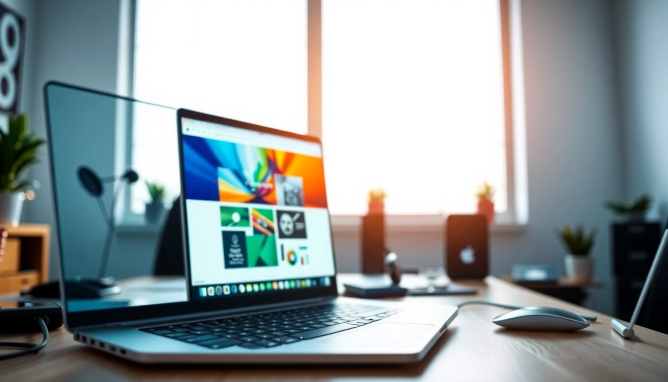 Professionelles Webdesign Hannover mit inspirierendem Computer und kreativen Designwerkzeugen.