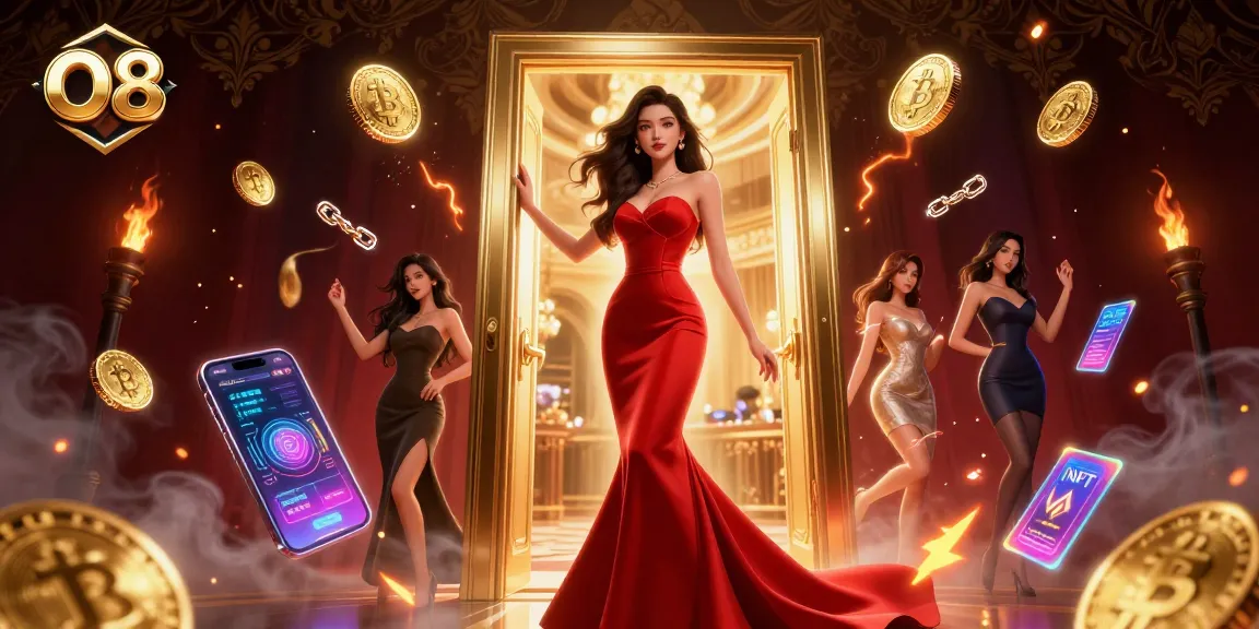 O8 offers vibrant casino experiences with a stunning Asian woman welcoming players at a luxury doorway.