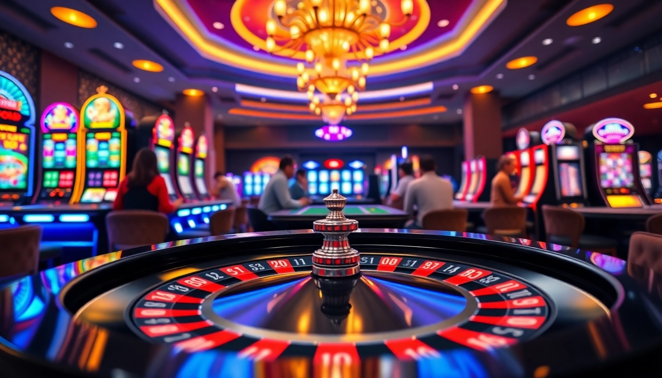 Experience thrilling gameplay at an online casino Österreich featuring vibrant lights and diverse gaming options.