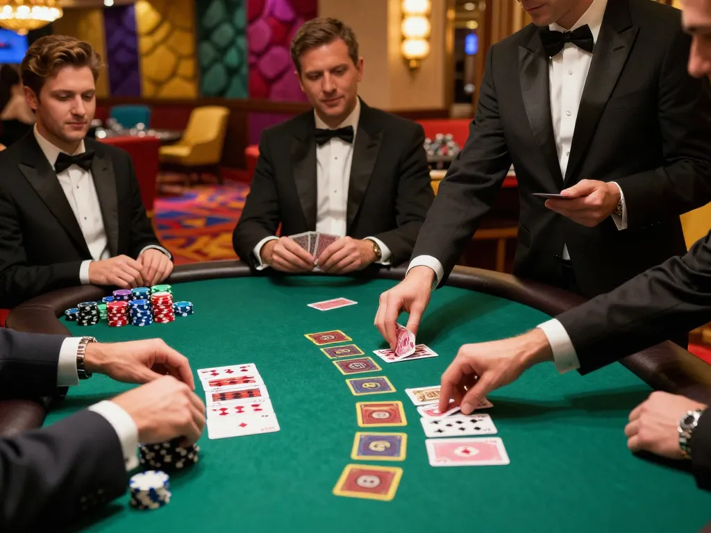 Experience the excitement of lc88 blackjack with players engaged at a vibrant casino table