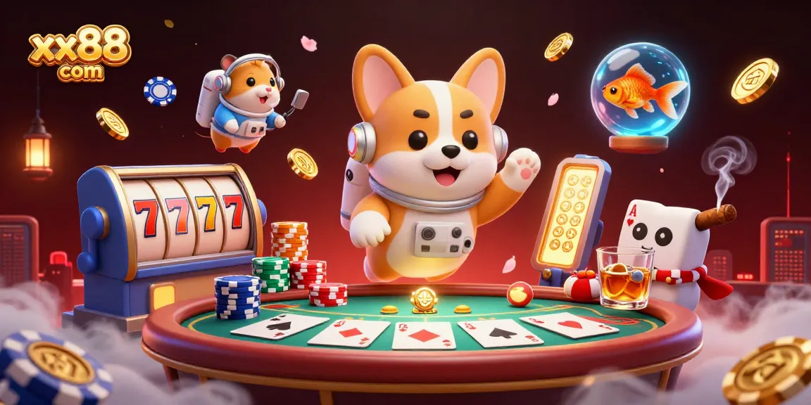 Experience the thrill of winning at xx88 com in a vibrant space station casino scene with lively characters.